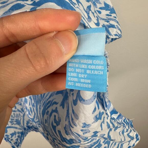 J.McLauglin Blue White & Green Patterned Lightweight Tunic Top - Picture 7 of 9